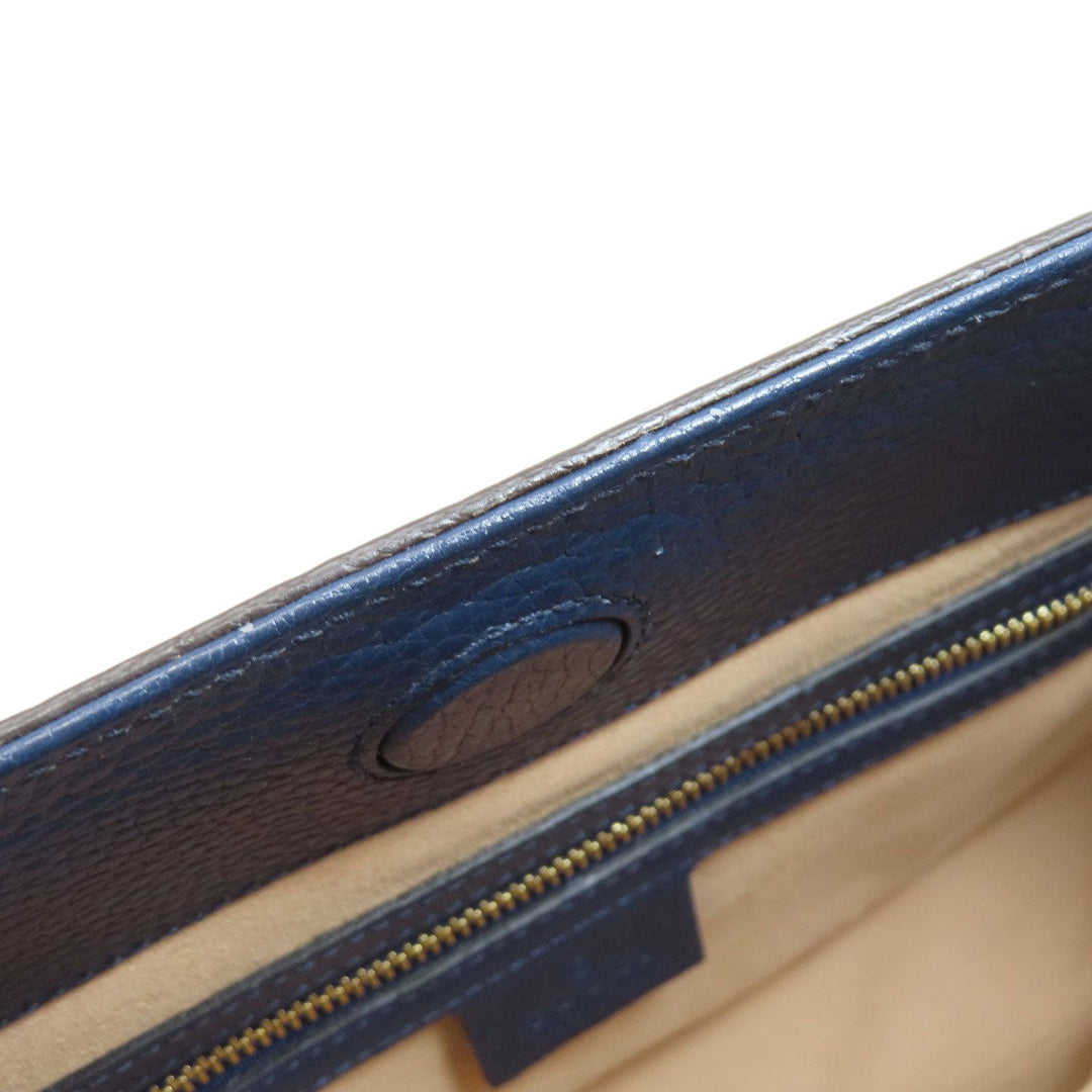 GUCCI Handbag 459076 Calfskin Navy Bamboo 2WAY Women Used Authentic