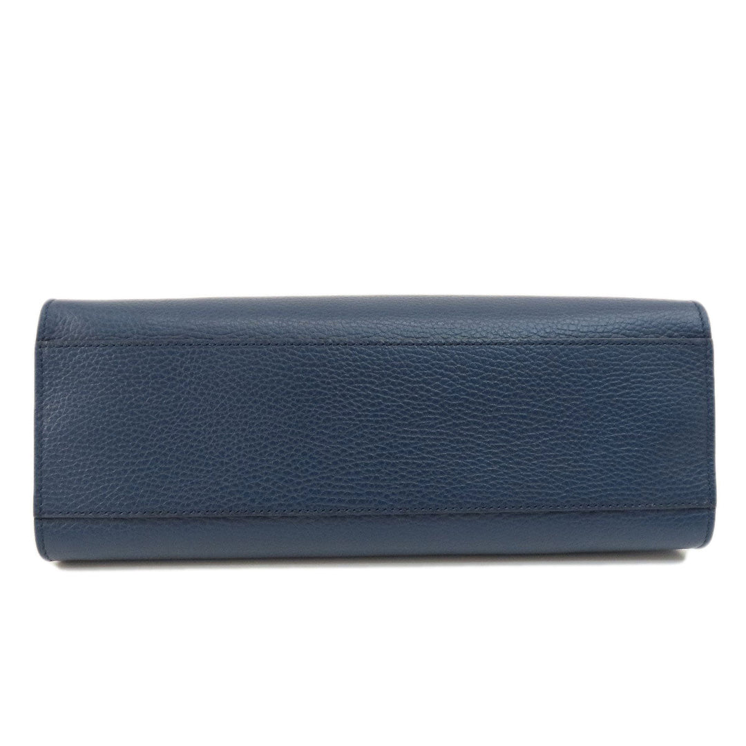 GUCCI Handbag 459076 Calfskin Navy Bamboo 2WAY Women Used Authentic