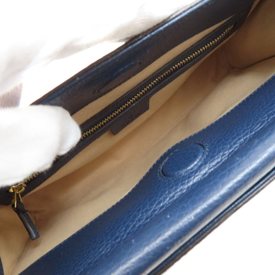GUCCI Handbag 459076 Calfskin Navy Bamboo 2WAY Women Used Authentic