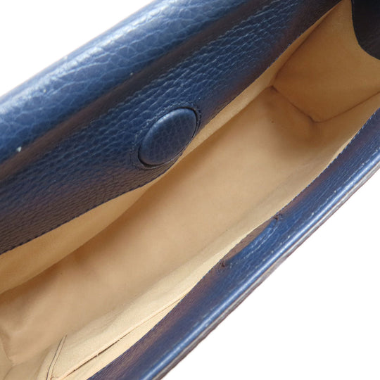 GUCCI Handbag 459076 Calfskin Navy Bamboo 2WAY Women Used Authentic