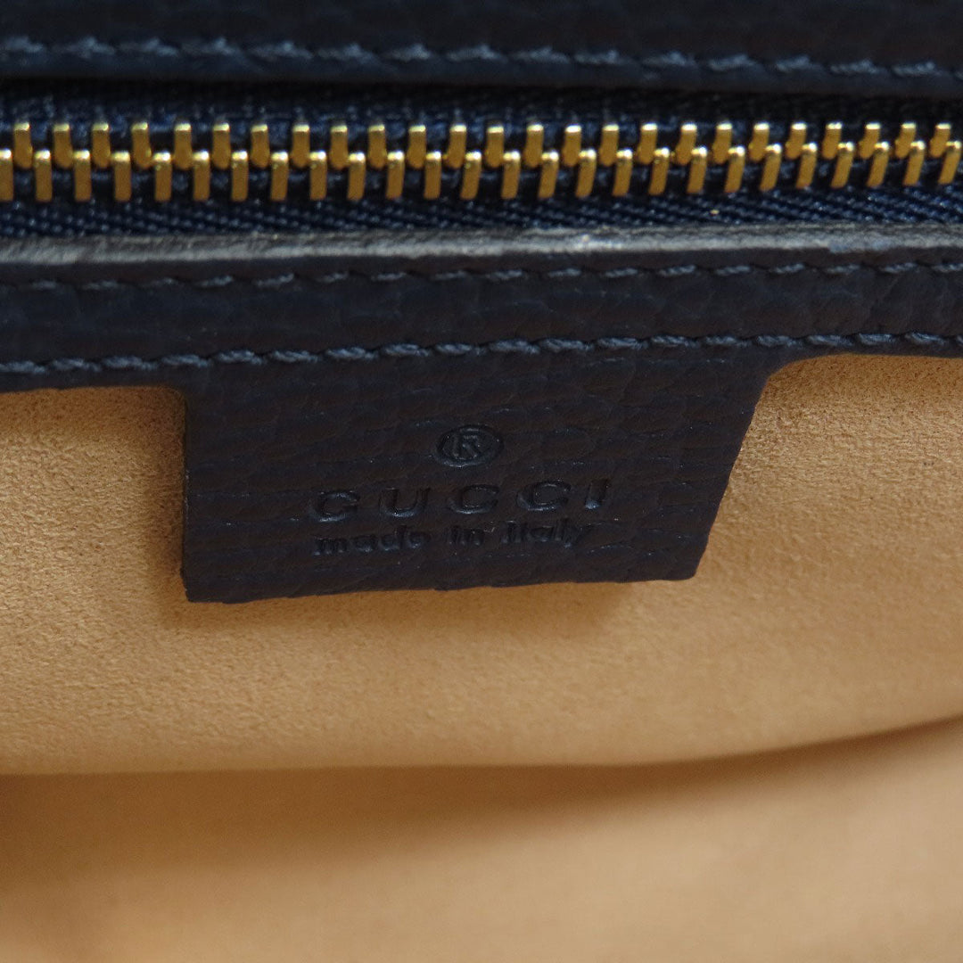 GUCCI Handbag 459076 Calfskin Navy Bamboo 2WAY Women Used Authentic