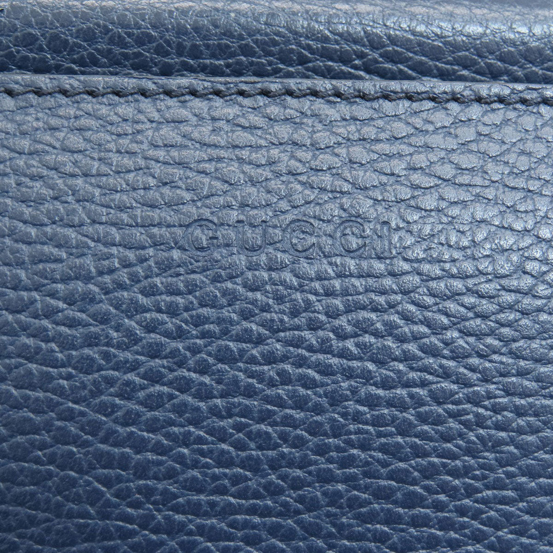 GUCCI Handbag 459076 Calfskin Navy Bamboo 2WAY Women Used Authentic