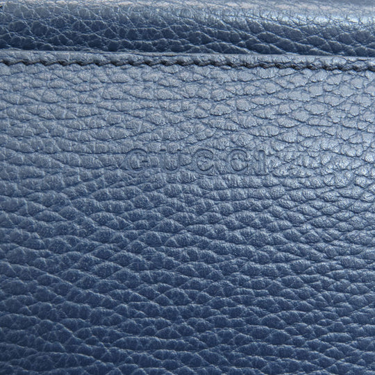 GUCCI Handbag 459076 Calfskin Navy Bamboo 2WAY Women Used Authentic