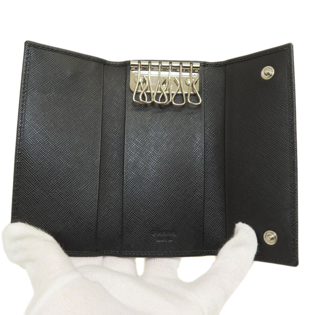 PRADA Key case Key holder  2M0223 leather black Logo engraving mens(Unisex) Used Authentic