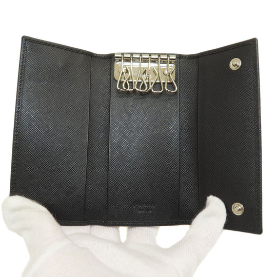 PRADA Key case Key holder  2M0223 leather black Logo engraving mens(Unisex) Used Authentic