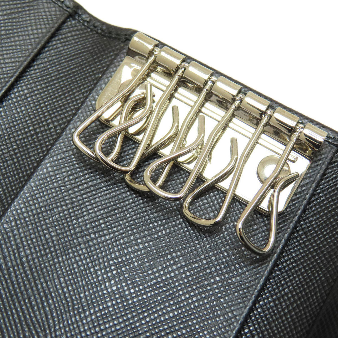 PRADA Key case Key holder  2M0223 leather black Logo engraving mens(Unisex) Used Authentic