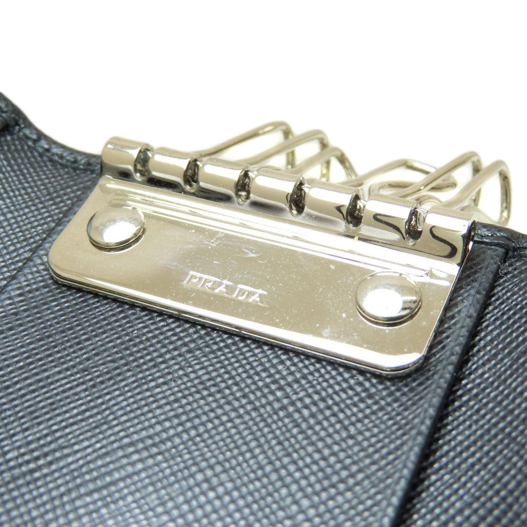 PRADA Key case Key holder  2M0223 leather black Logo engraving mens(Unisex) Used Authentic