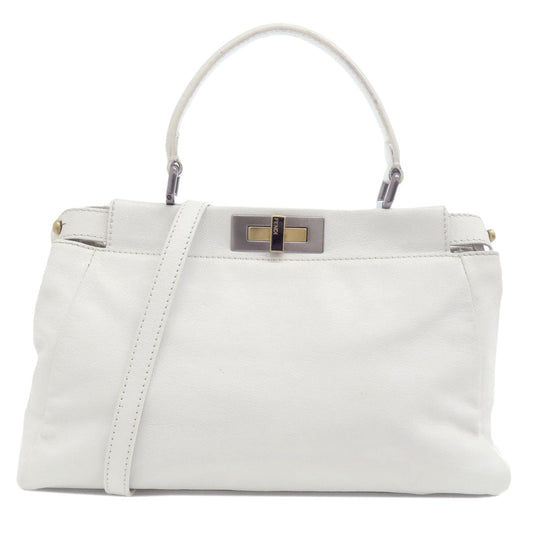 FENDI Handbag Calfskin white Peekaboo 2WAY Women Used Authentic