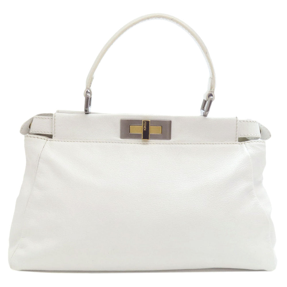 FENDI Handbag Calfskin white Peekaboo 2WAY Women Used Authentic