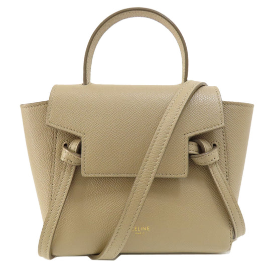 CELINE Handbag Calfskin beige Nano belt bag 2WAY Women Used Authentic