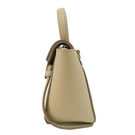 CELINE Handbag Calfskin beige Nano belt bag 2WAY Women Used Authentic