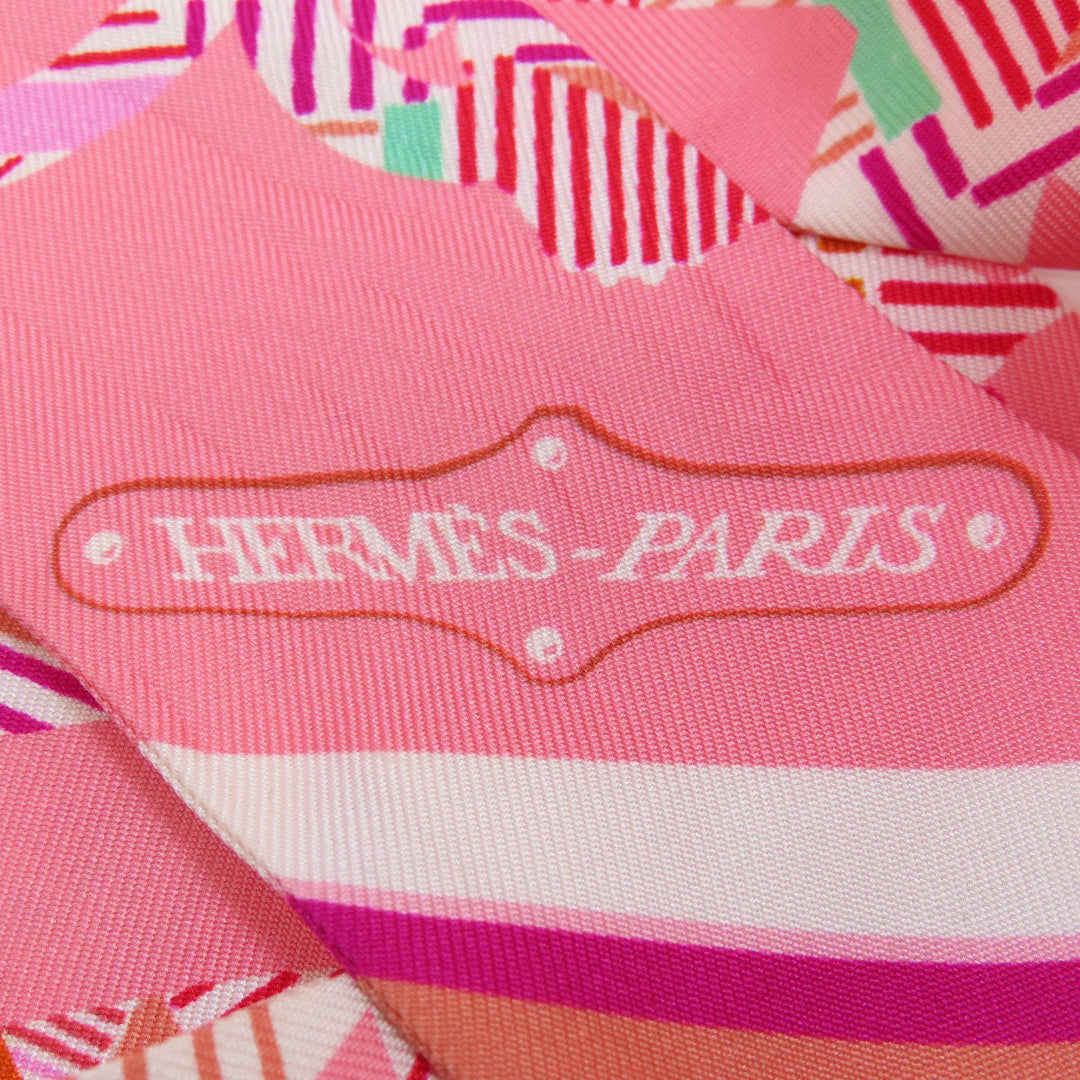 HERMES scarf silk pink Twilly Women Used Authentic