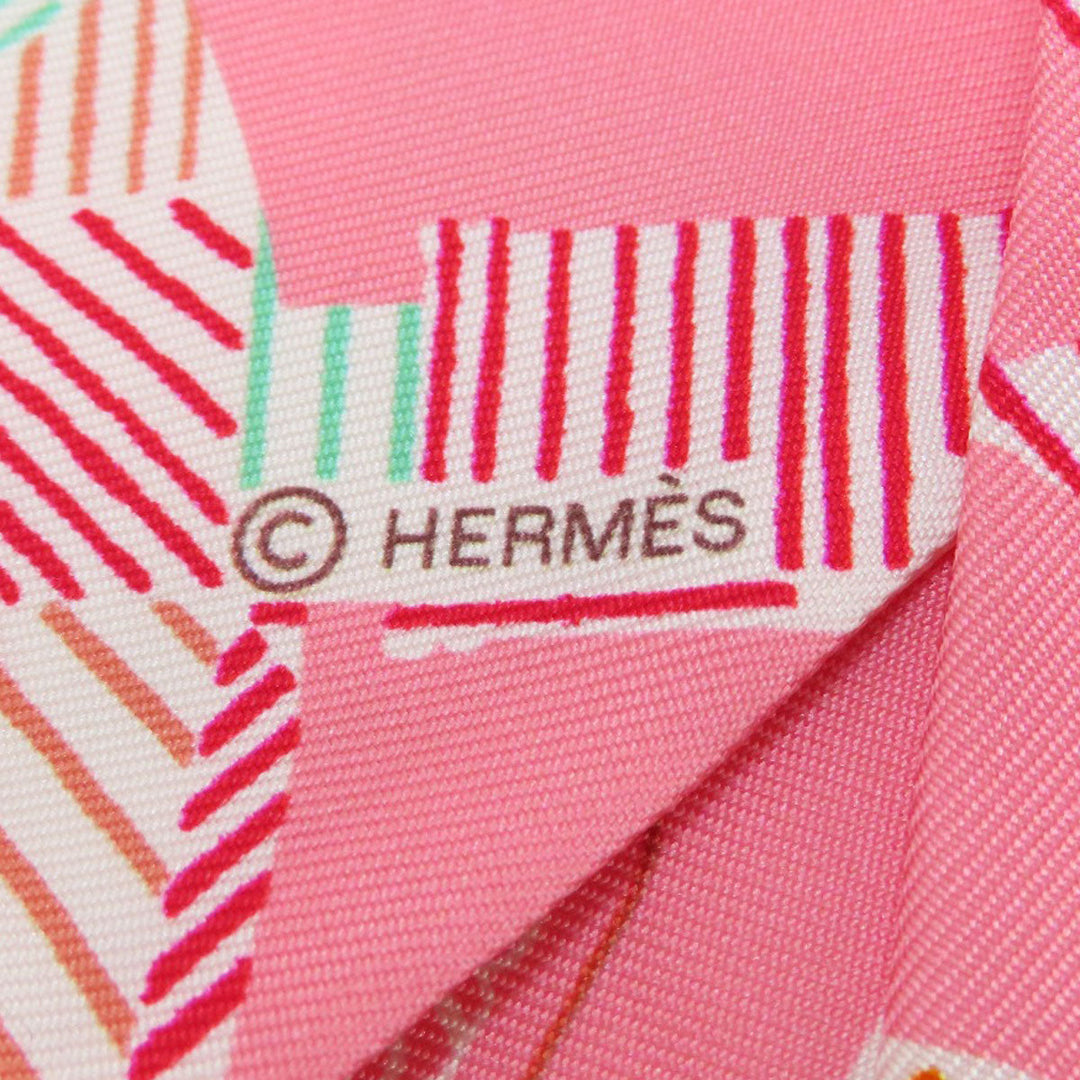 HERMES scarf silk pink Twilly Women Used Authentic