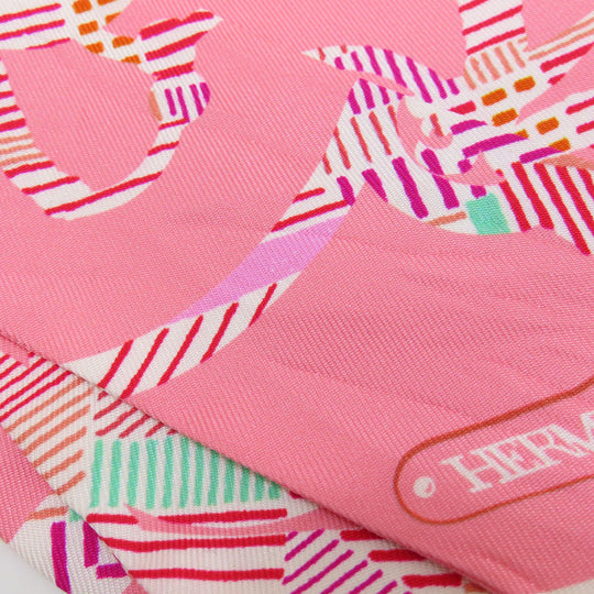 HERMES scarf silk pink Twilly Women Used Authentic