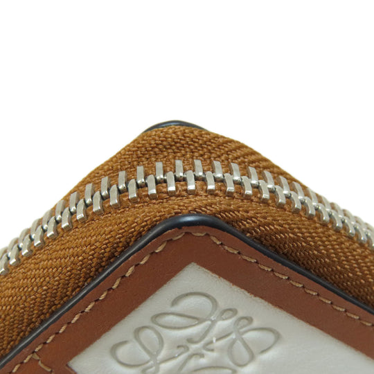 LOEWE Bifold Wallet leather Brown puzzle Women Used Authentic