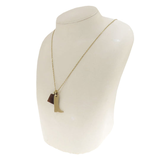 HERMES Necklace Metal, Buffalo Horn gold Amulet Marokiniye PM Women Used Authentic