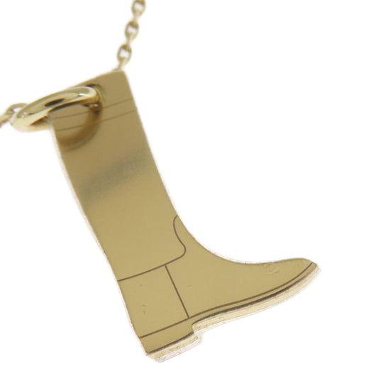 HERMES Necklace Metal, Buffalo Horn gold Amulet Marokiniye PM Women Used Authentic