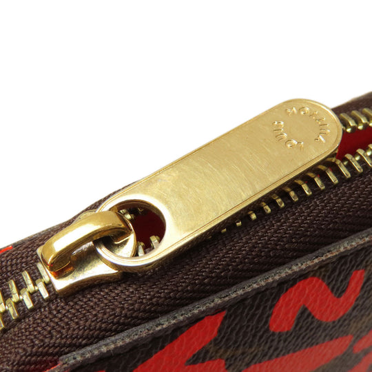LOUIS VUITTON Long Wallet Purse M93711 Monogram graffiti Orange zippy wallet graffiti orange Women Used Authentic
