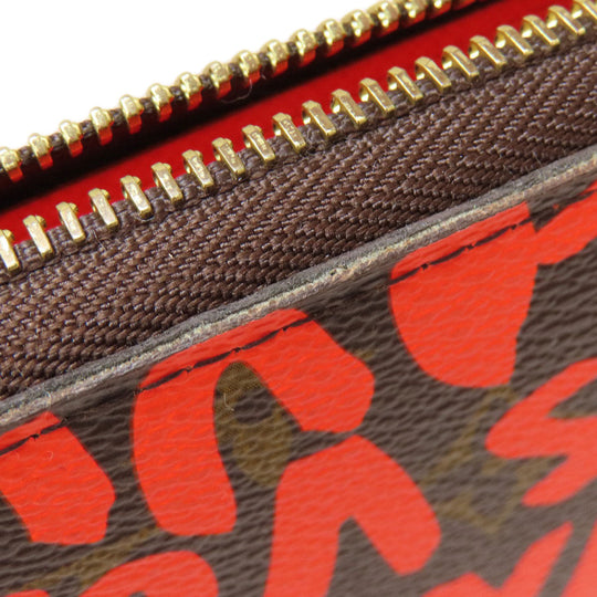 LOUIS VUITTON Long Wallet Purse M93711 Monogram graffiti Orange zippy wallet graffiti orange Women Used Authentic