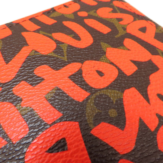 LOUIS VUITTON Long Wallet Purse M93711 Monogram graffiti Orange zippy wallet graffiti orange Women Used Authentic