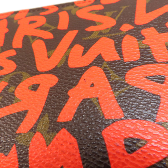 LOUIS VUITTON Long Wallet Purse M93711 Monogram graffiti Orange zippy wallet graffiti orange Women Used Authentic