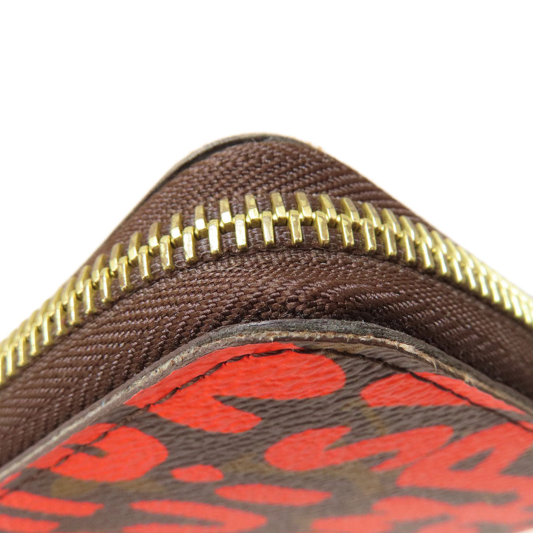 LOUIS VUITTON Long Wallet Purse M93711 Monogram graffiti Orange zippy wallet graffiti orange Women Used Authentic