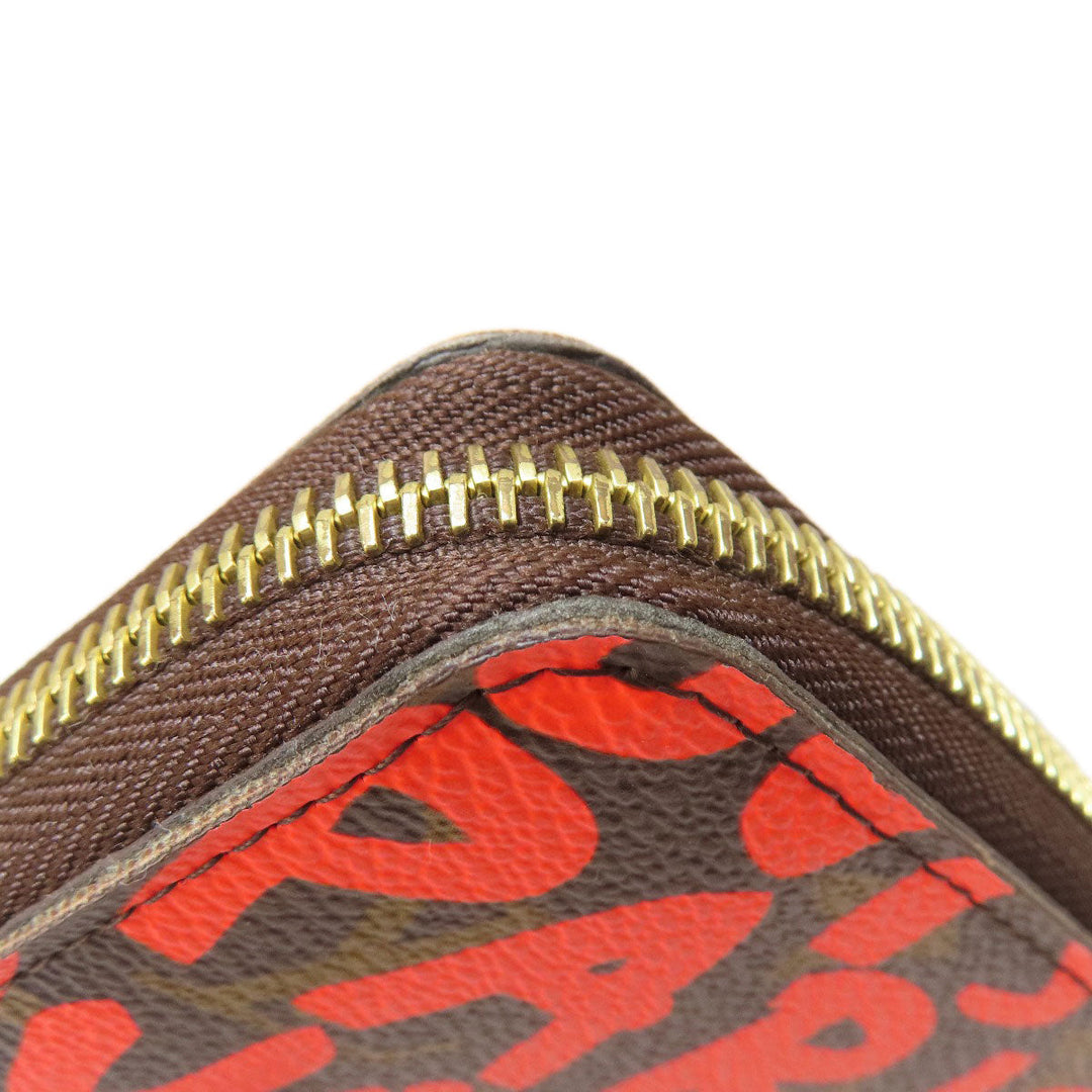 LOUIS VUITTON Long Wallet Purse M93711 Monogram graffiti Orange zippy wallet graffiti orange Women Used Authentic