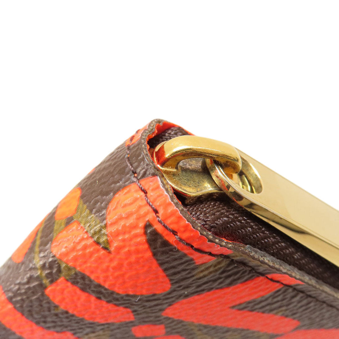 LOUIS VUITTON Long Wallet Purse M93711 Monogram graffiti Orange zippy wallet graffiti orange Women Used Authentic