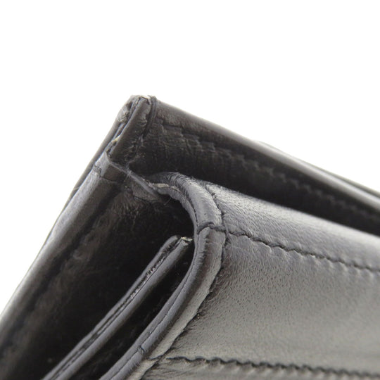 SAINT LAURENT Coin case Calfskin black Logo motif Women Used Authentic