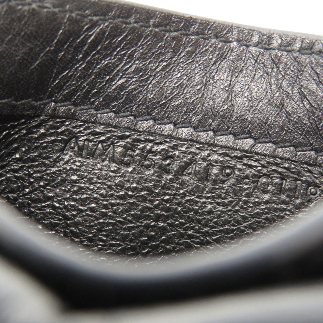 SAINT LAURENT Coin case Calfskin black Logo motif Women Used Authentic