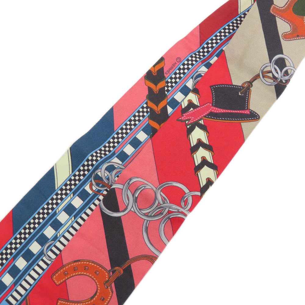 HERMES scarf silk Red Twilly Women Used Authentic