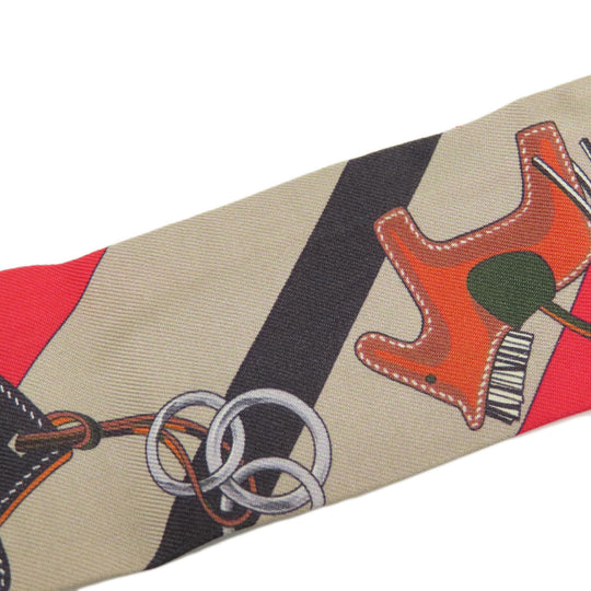 HERMES scarf silk Red Twilly Women Used Authentic