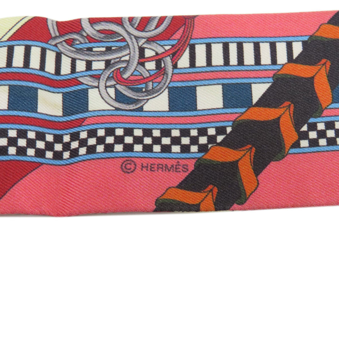 HERMES scarf silk Red Twilly Women Used Authentic