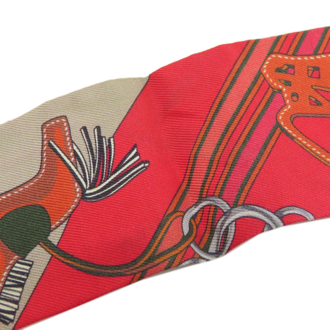 HERMES scarf silk Red Twilly Women Used Authentic