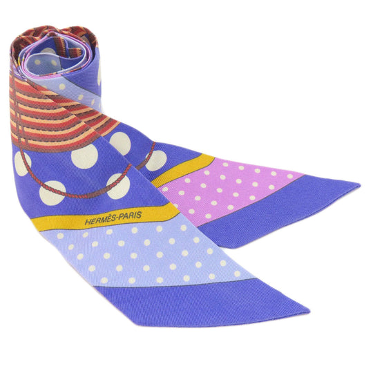 HERMES scarf silk purple Twilly Women Used Authentic
