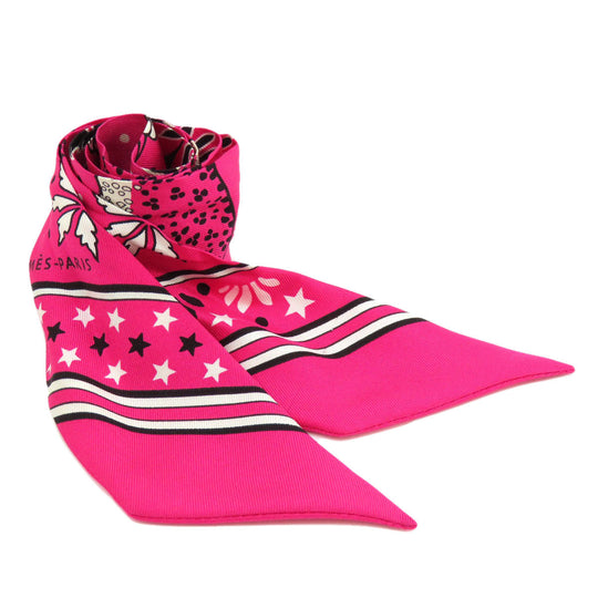 HERMES scarf silk pink Twilly Women Used Authentic