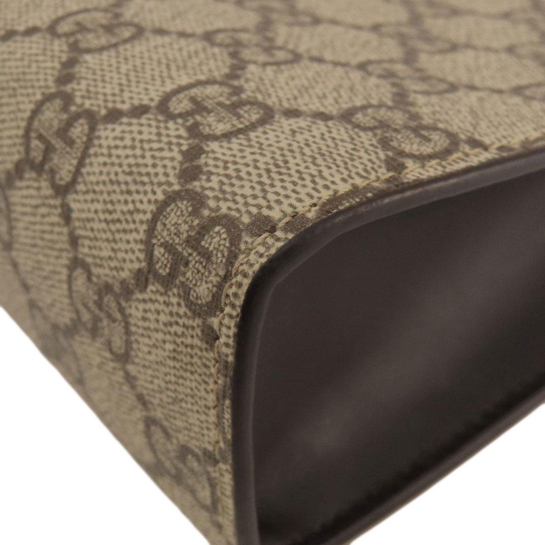 GUCCI Clutch bag 475316 PVC Brown GG Supreme Shelly Line Women Used Authentic