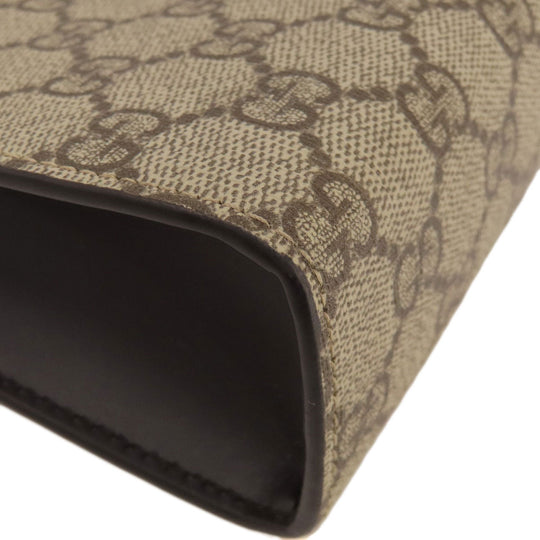 GUCCI Clutch bag 475316 PVC Brown GG Supreme Shelly Line Women Used Authentic