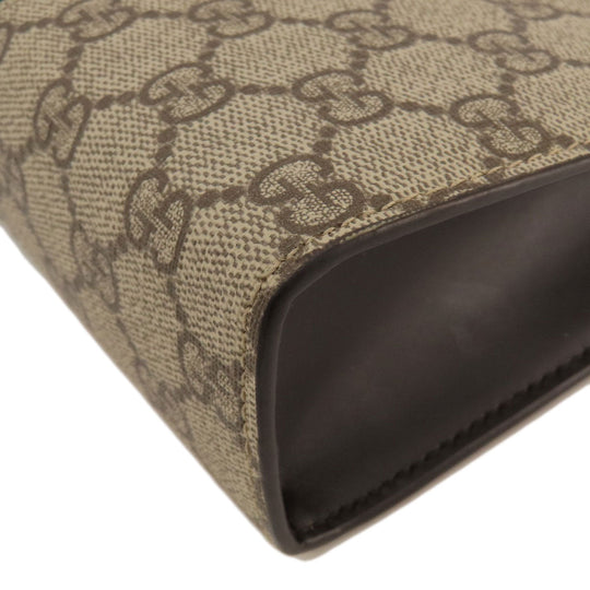 GUCCI Clutch bag 475316 PVC Brown GG Supreme Shelly Line Women Used Authentic