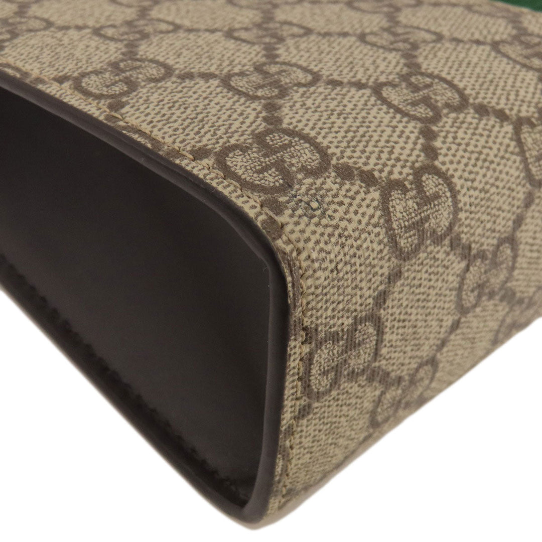 GUCCI Clutch bag 475316 PVC Brown GG Supreme Shelly Line Women Used Authentic