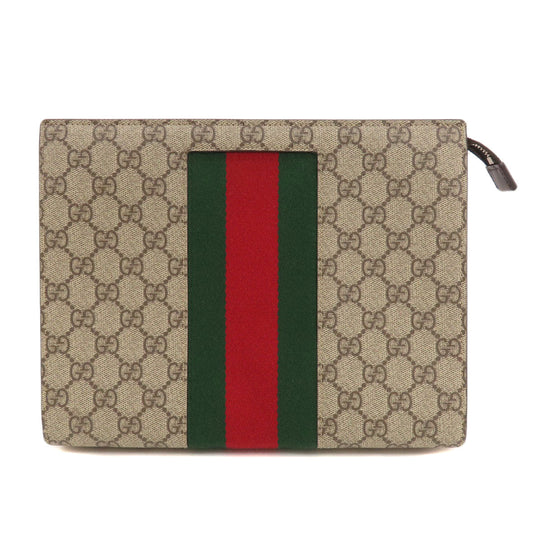 GUCCI Clutch bag 475316 PVC Brown GG Supreme Shelly Line Women Used Authentic