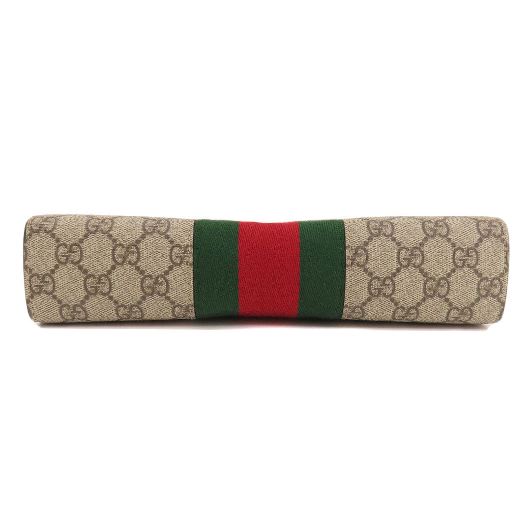 GUCCI Clutch bag 475316 PVC Brown GG Supreme Shelly Line Women Used Authentic