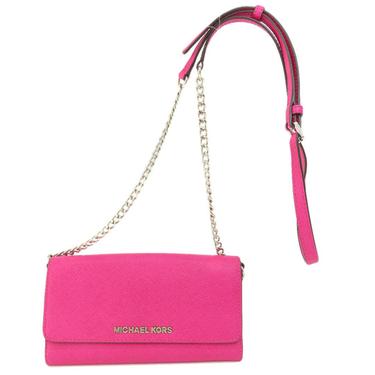 MICHAEL KORS Long Wallet Purse PVC pink Chain wallet Women Used Authentic