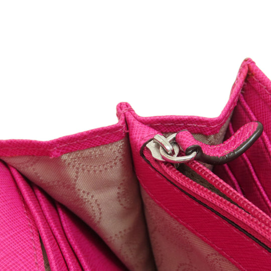 MICHAEL KORS Long Wallet Purse PVC pink Chain wallet Women Used Authentic