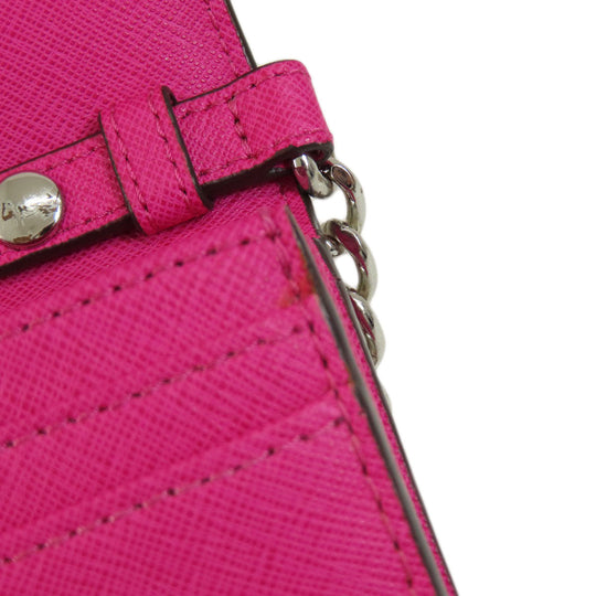 MICHAEL KORS Long Wallet Purse PVC pink Chain wallet Women Used Authentic