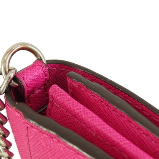 MICHAEL KORS Long Wallet Purse PVC pink Chain wallet Women Used Authentic