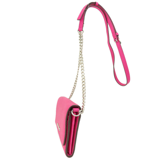 MICHAEL KORS Long Wallet Purse PVC pink Chain wallet Women Used Authentic