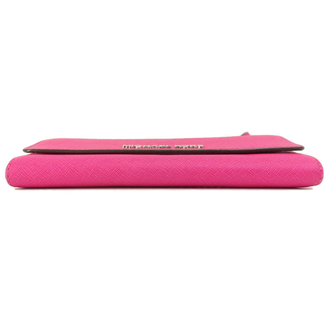 MICHAEL KORS Long Wallet Purse PVC pink Chain wallet Women Used Authentic