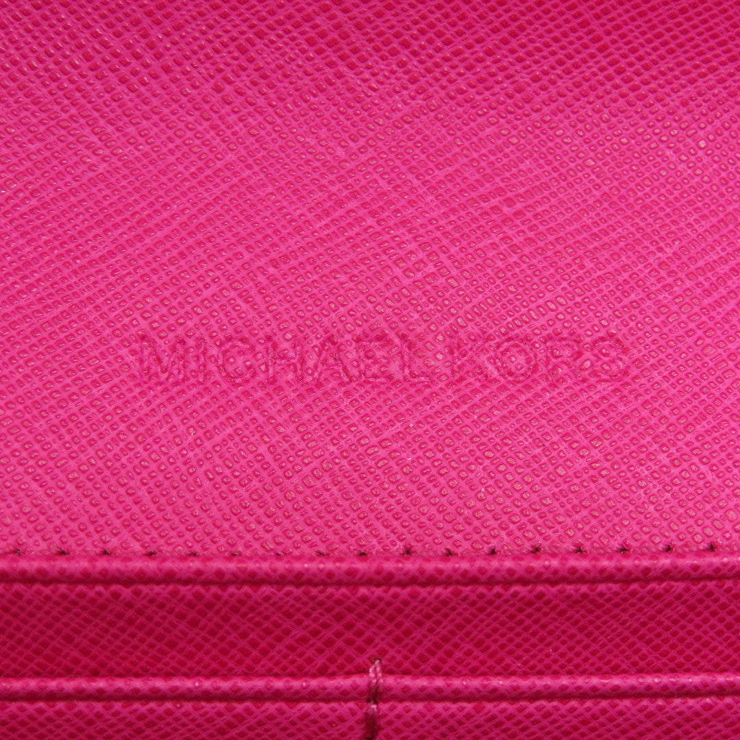 MICHAEL KORS Long Wallet Purse PVC pink Chain wallet Women Used Authentic