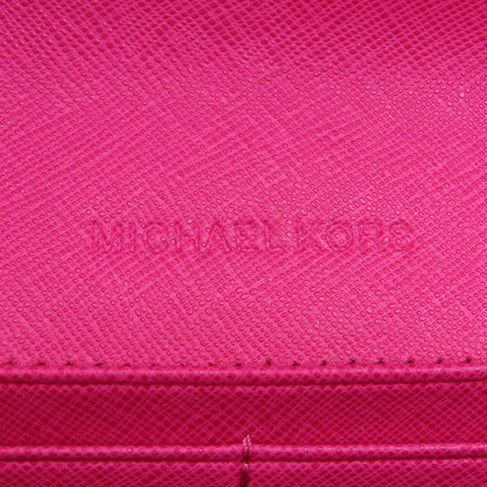 MICHAEL KORS Long Wallet Purse PVC pink Chain wallet Women Used Authentic